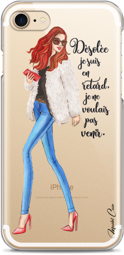 Coque Iphone 7/8 Désolée Je Suis En Retard - Mobile Phone Case (1230x900), Png Download