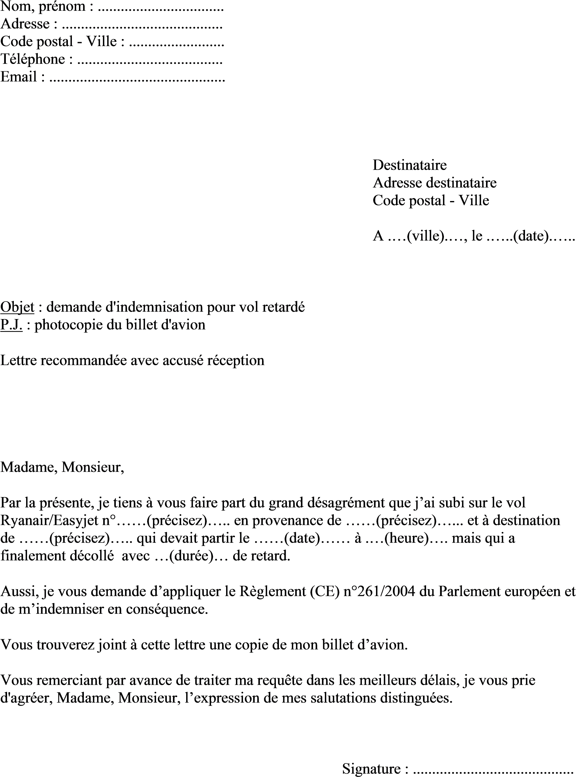 Modèle De Lettre Demande Indemnisation Vol Ryanair - Demande Changement D Adresse (1883x2602), Png Download