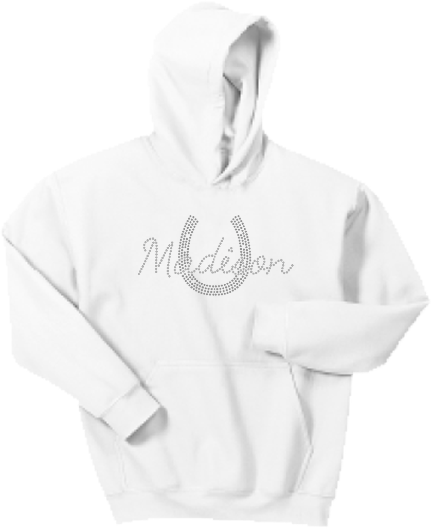 Madison Rhinestone White Hoodie - White Flat Hoodie Gildan (840x1031), Png Download