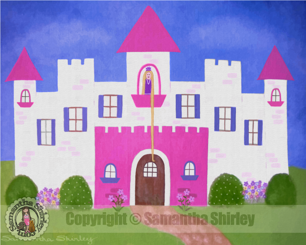 Kids Art Print Of Princess Castle Painting - Castle Painting For Kids (1000x1000), Png Download