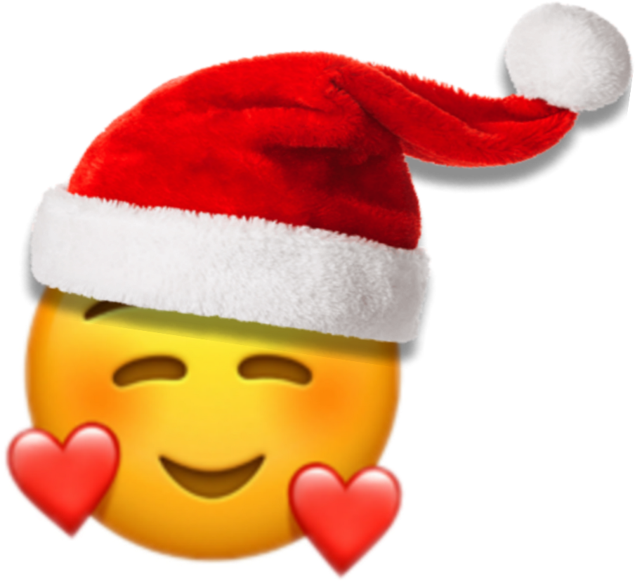 Download Christmas Sticker Smiling Face With 3 Hearts Emoji Png Image With No Background Pngkey Com