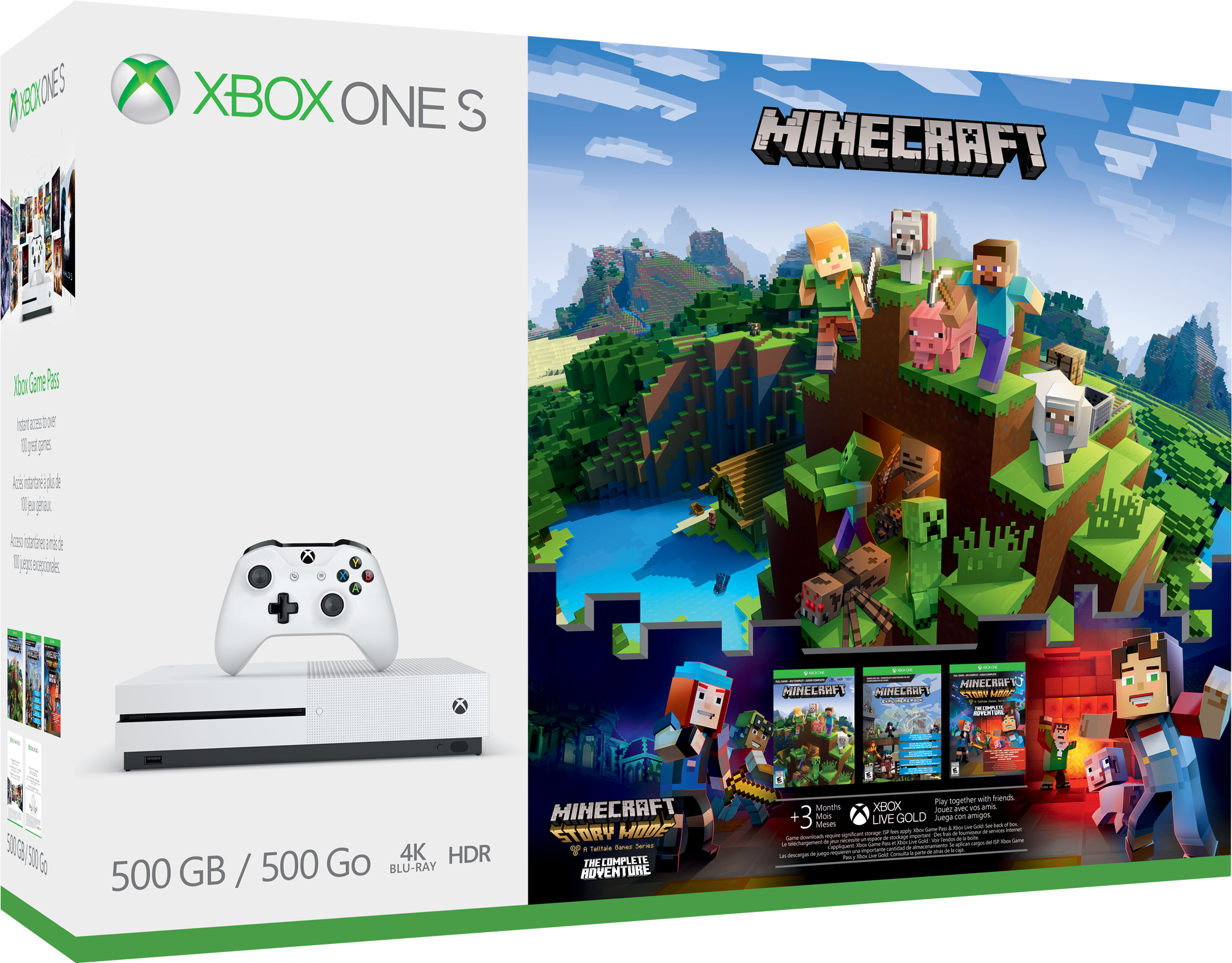 Xbox One S Minecraft Complete Adventure Bundle 500gb - Xbox One S 1tb Con Minecraft (2000x2000), Png Download