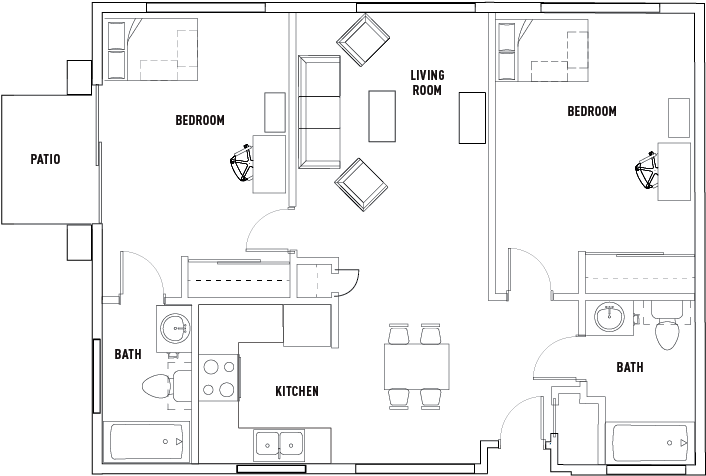 2 Bath Private - Floor Plan (756x510), Png Download