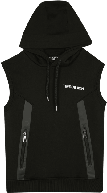 Black Motif Print Sleeveless Hoodie - Hoodie (700x700), Png Download