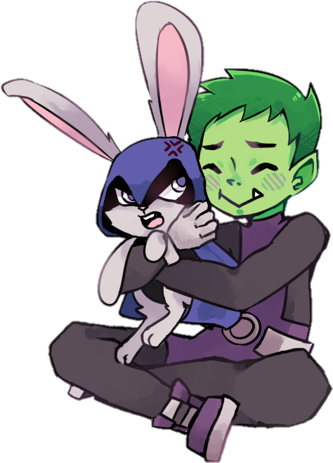 Beast Boy Clipart Transparent Background - Raven And Beast Boy Bunny (588x748), Png Download