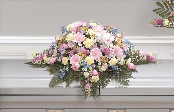 Pastel Casket Cover - Garden Roses (600x600), Png Download