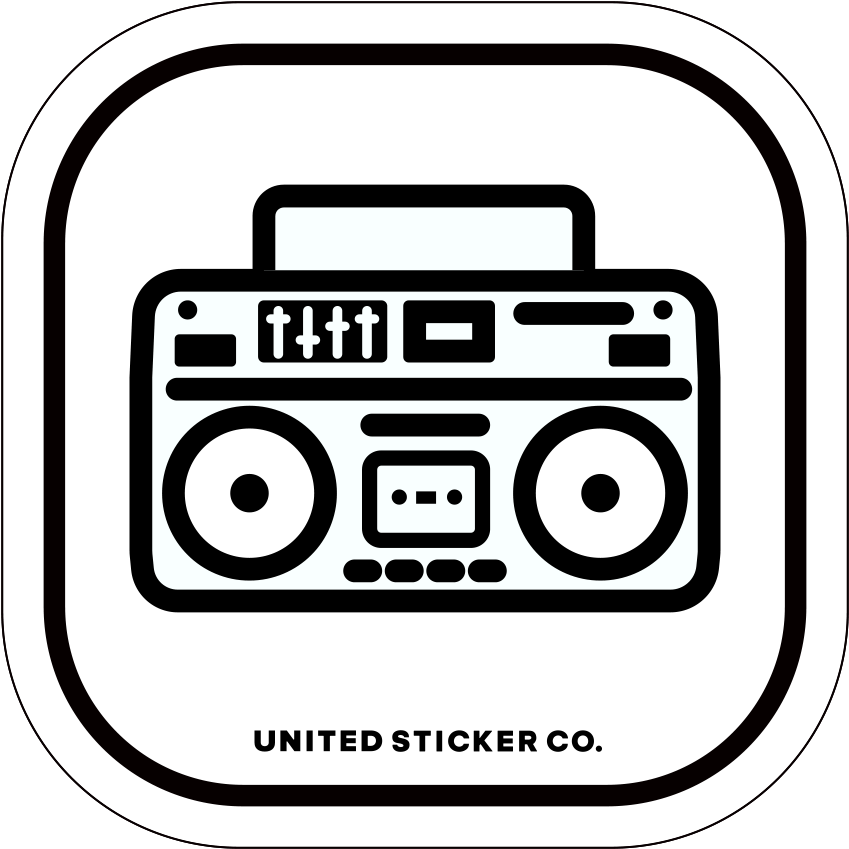 Boom Box Radio Icon Badge Sticker - Line Art (900x900), Png Download