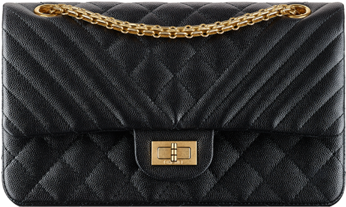 55 Flap Bag, Grained Calfskin & Gold Metal-black - Wallet (846x1080), Png Download