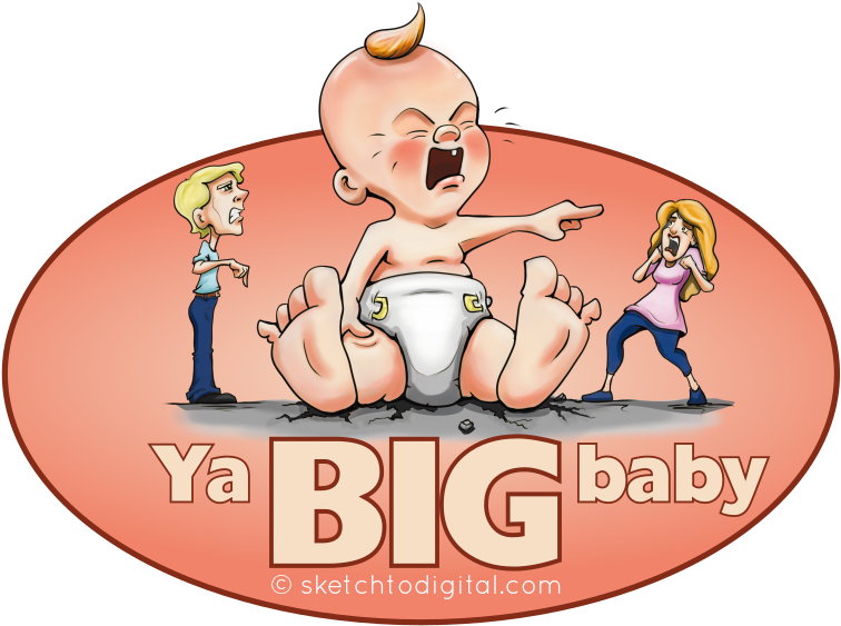 Big Baby Crying Created With Opensource Software Krita - Cartoon (800x594), Png Download