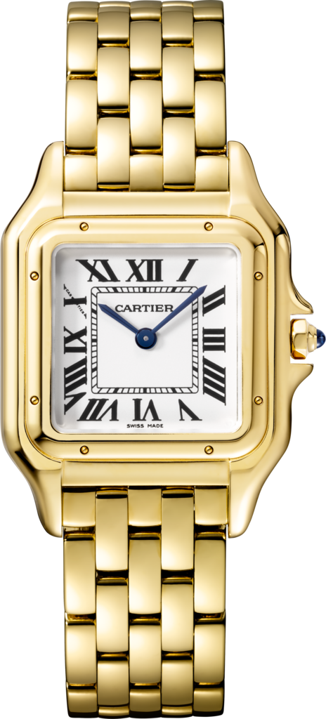 Panthère De Cartier Watch Medium Model, Yellow Gold - Cartier Gold And Silver Watch (464x1024), Png Download