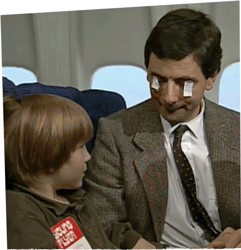 Mr Bean Aeroplane - Mr Bean On The Plane (600x540), Png Download