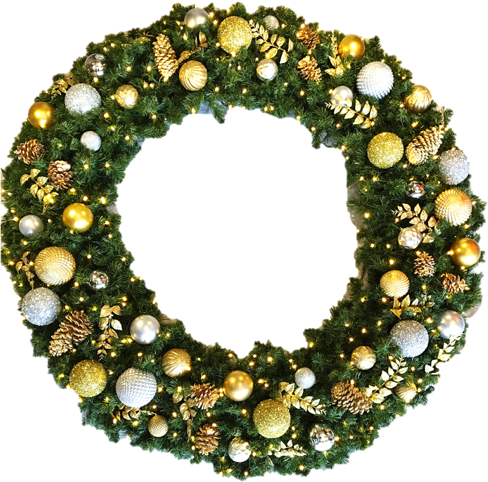 Decorated Lavish Themed Gold Silver Decor Ft - Wreath (706x750), Png Download