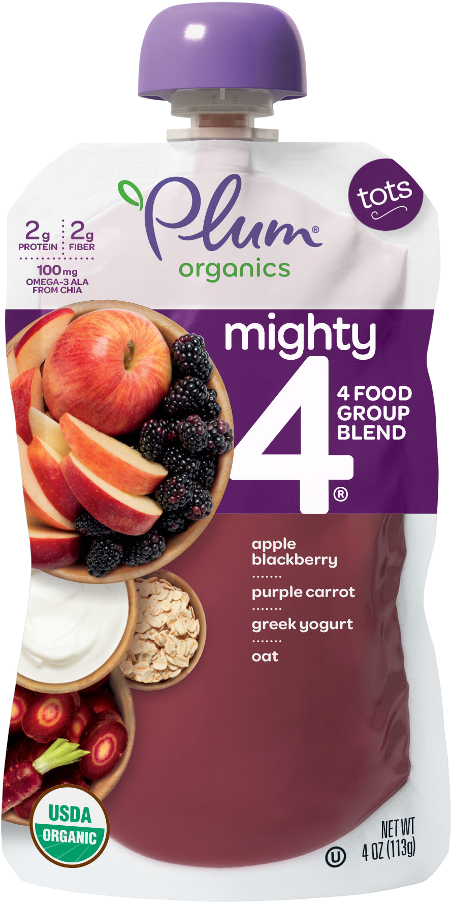 Apple, Blackberry, Purple Carrot, Greek Yogurt, Oat - Plum Organics (2000x2000), Png Download