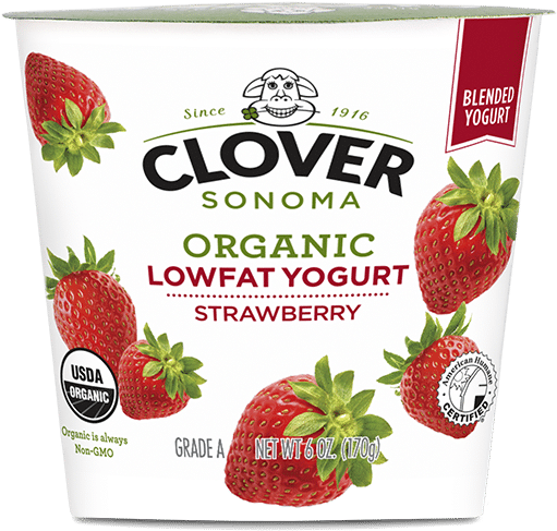 Organic Low Fat Strawberry Yogurt - Clover Yogurt (616x616), Png Download