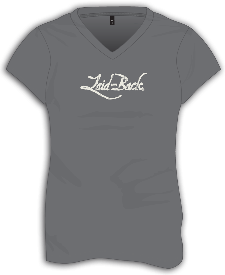 La#back Logo Off White On Charcoal Ladies Chill V Neck - Active Shirt (775x963), Png Download