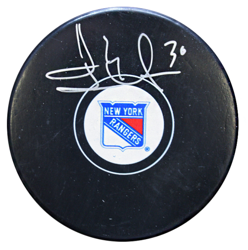 Henrik Lundqvist Signed New York Rangers Hockey Puck - New York Rangers (650x665), Png Download