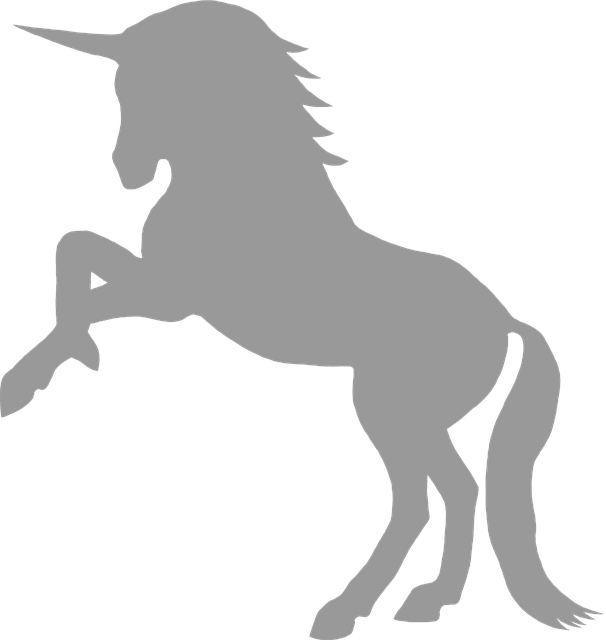 Unicorn, Gray, Myth, Mythological, Creature, Silhouette - Unicorn Silhouette Png (606x640), Png Download