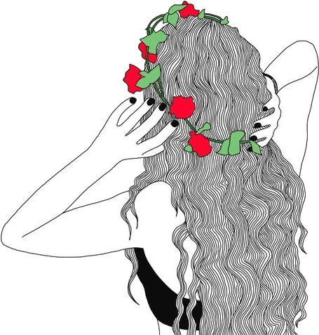 Outline, Flowers, And Art Image - Outline Drawing (500x623), Png Download