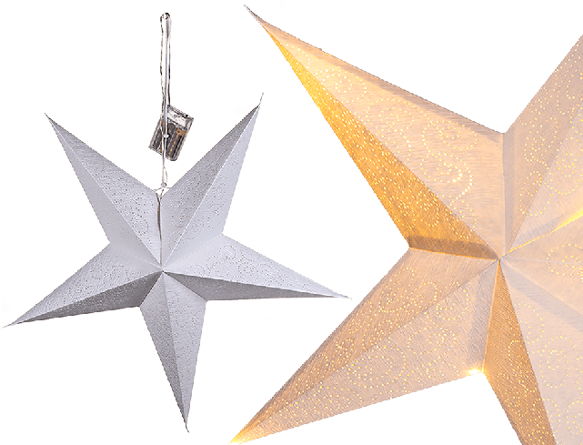 White Paper Christmas Star With 10 Led - Papierova Hviezda S Led (650x488), Png Download