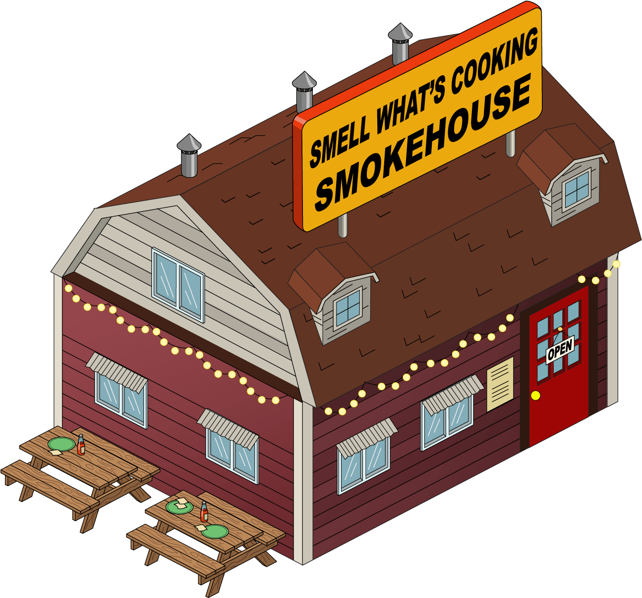"smell ' Cooking" Smokehouse Family Guy Quest - House (1404x1300), Png Download
