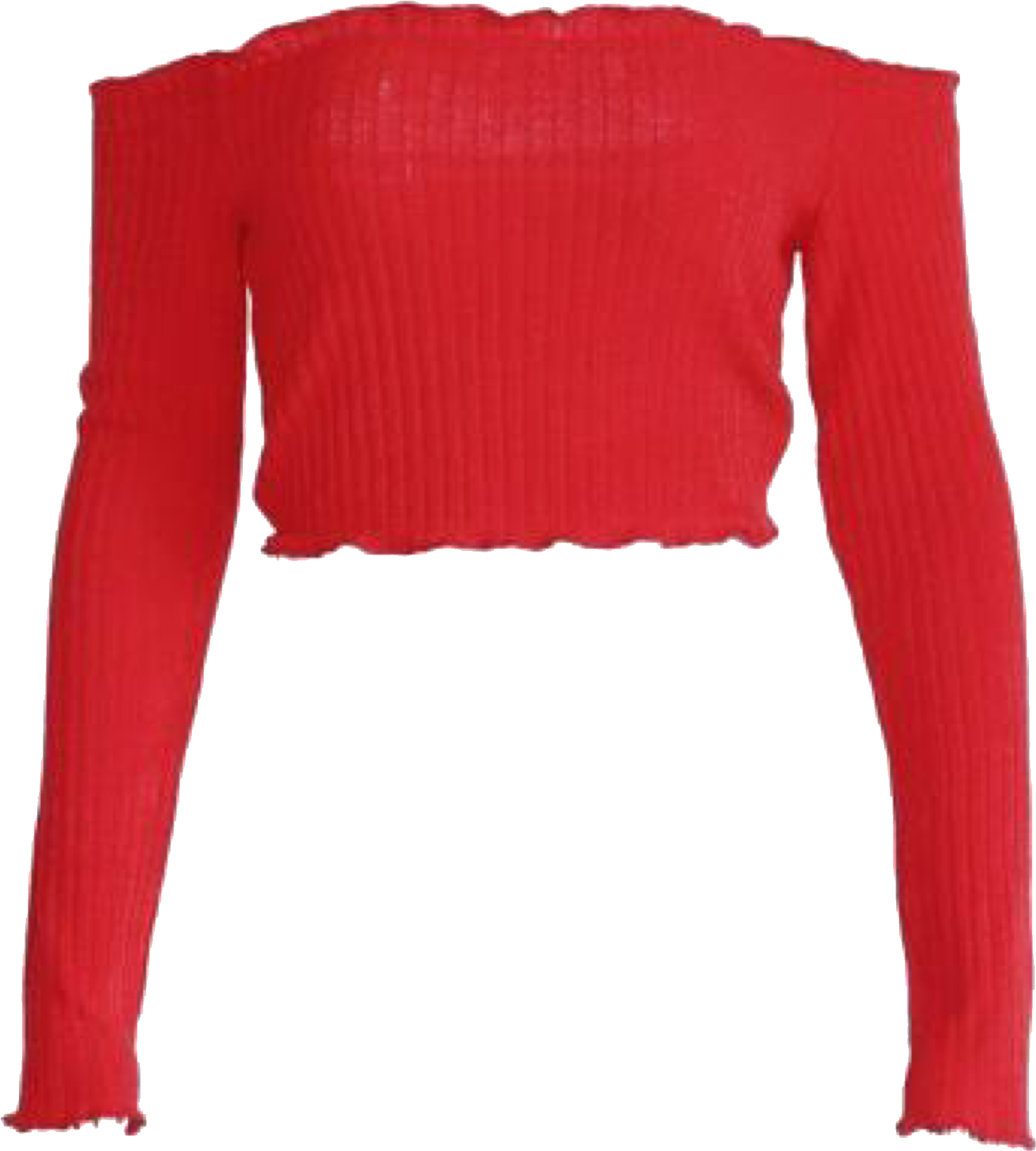 Red Off The Shoulder Crop Top Polyvore Moodboard Filler - Red Long Sleeve Turtleneck (2024x2048), Png Download