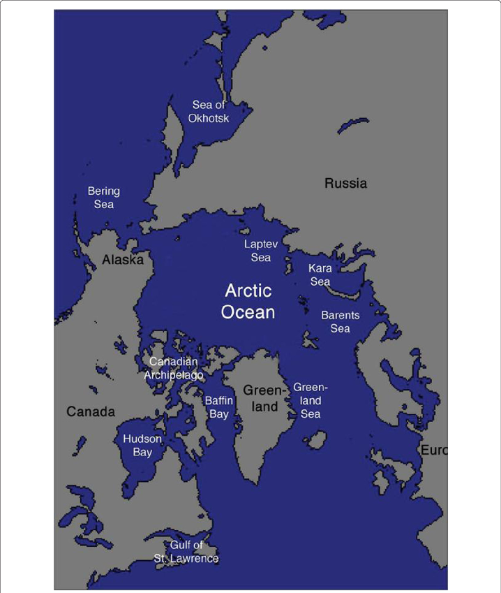 Map Of Case Study Sub-regions - North Pole Ice 2018 (718x849), Png Download