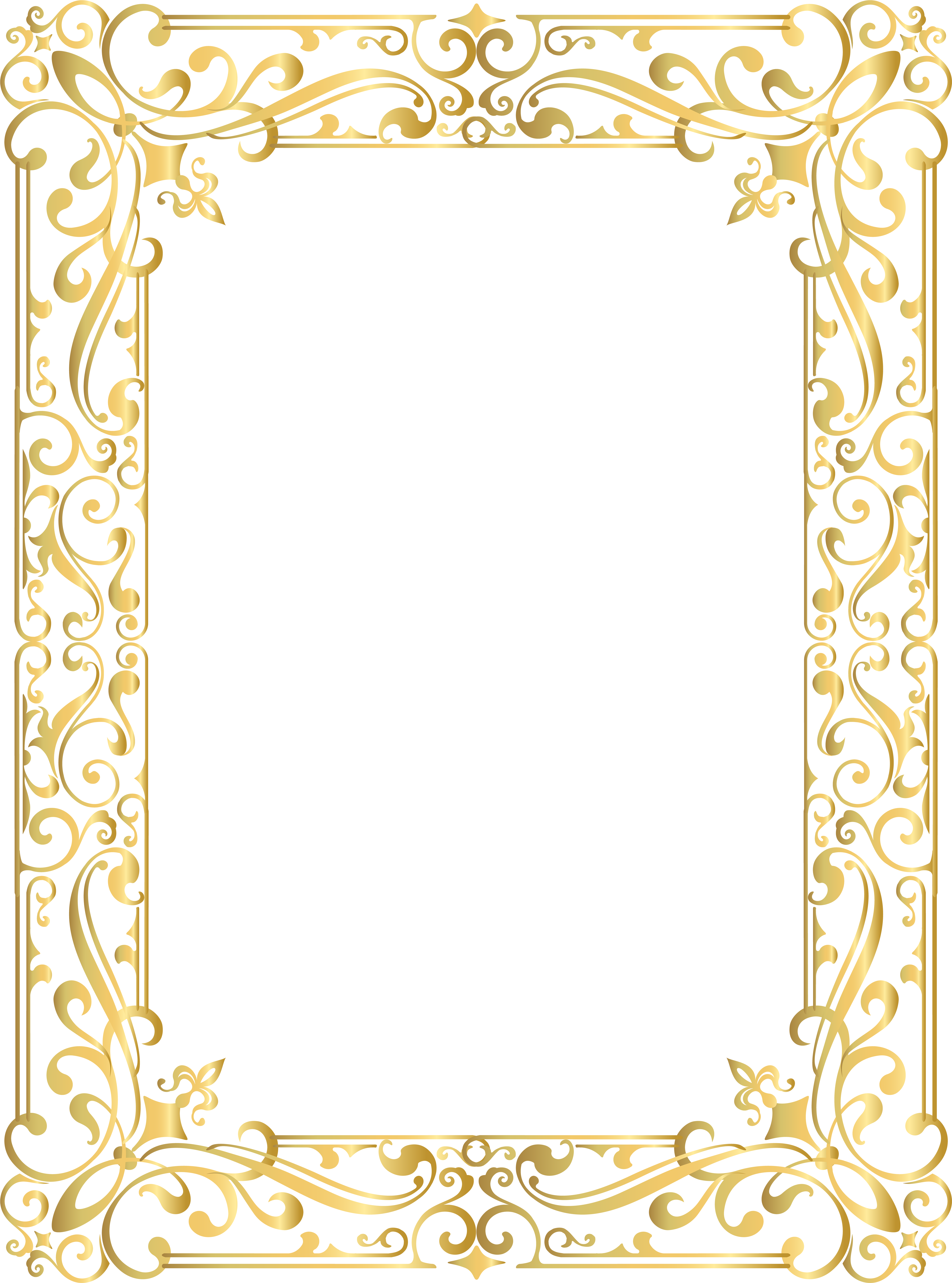 Border Frame Gold Png Clipart Image - Motif (5936x8000), Png Download
