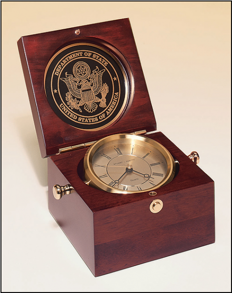 Captain's Clock With Solid Brass Clock Housing In A - Clock (600x600), Png Download