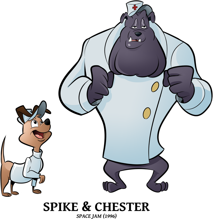 Road To Draft Special Spike Chester Boscoloandrea Png - Space Jam Spike And Chester (881x900), Png Download