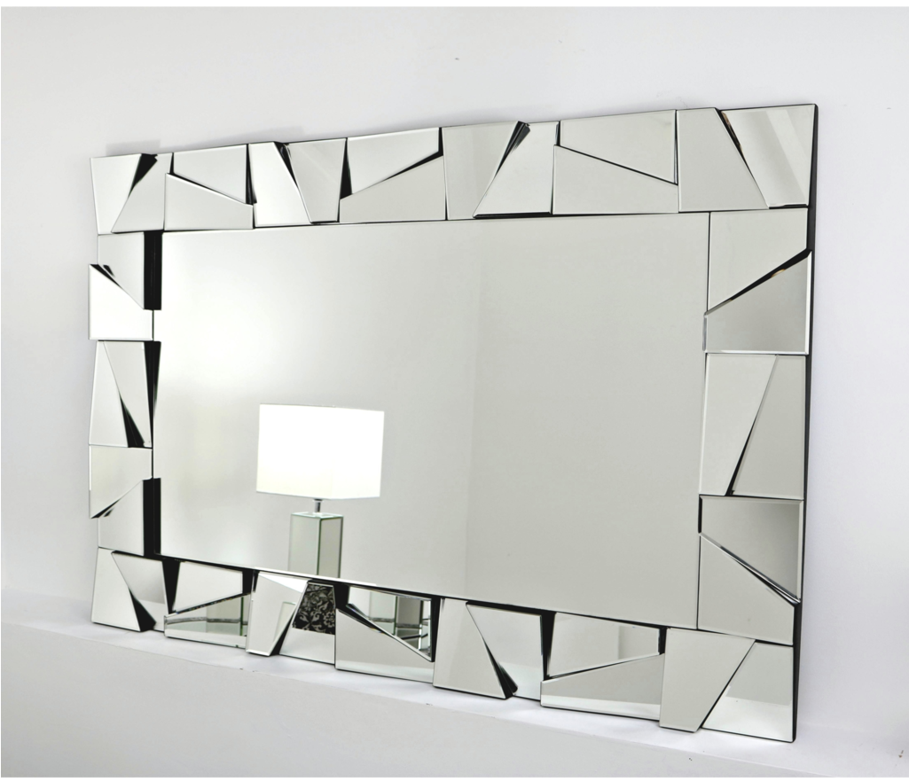 Mirror Frame Horizontal Rectangle Cassa Silver Glass - Rectangular Mirror With Glass Frame (1024x1024), Png Download