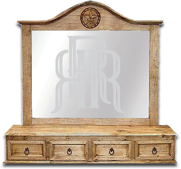Country Mirror Frame W/star & 4 Drawers 55”w X 12“d - Cupboard (800x680), Png Download