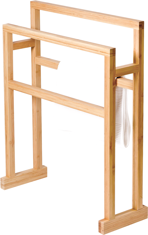 Large Towel Rail Mezza Bamboo - Stojak Na Ręczniki Drewniany (900x900), Png Download