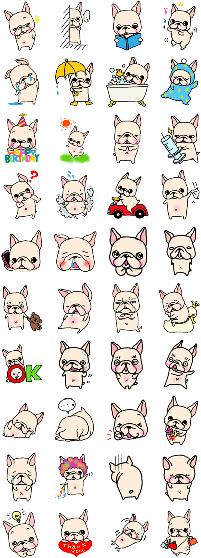 French Bulldog Stamp - French Bulldog Line Sticker Png (420x1121), Png Download