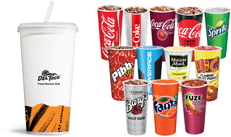 Fountain Drinks, Del Taco, Orlando, Del Taco, Multiple - Coca Cola (860x480), Png Download