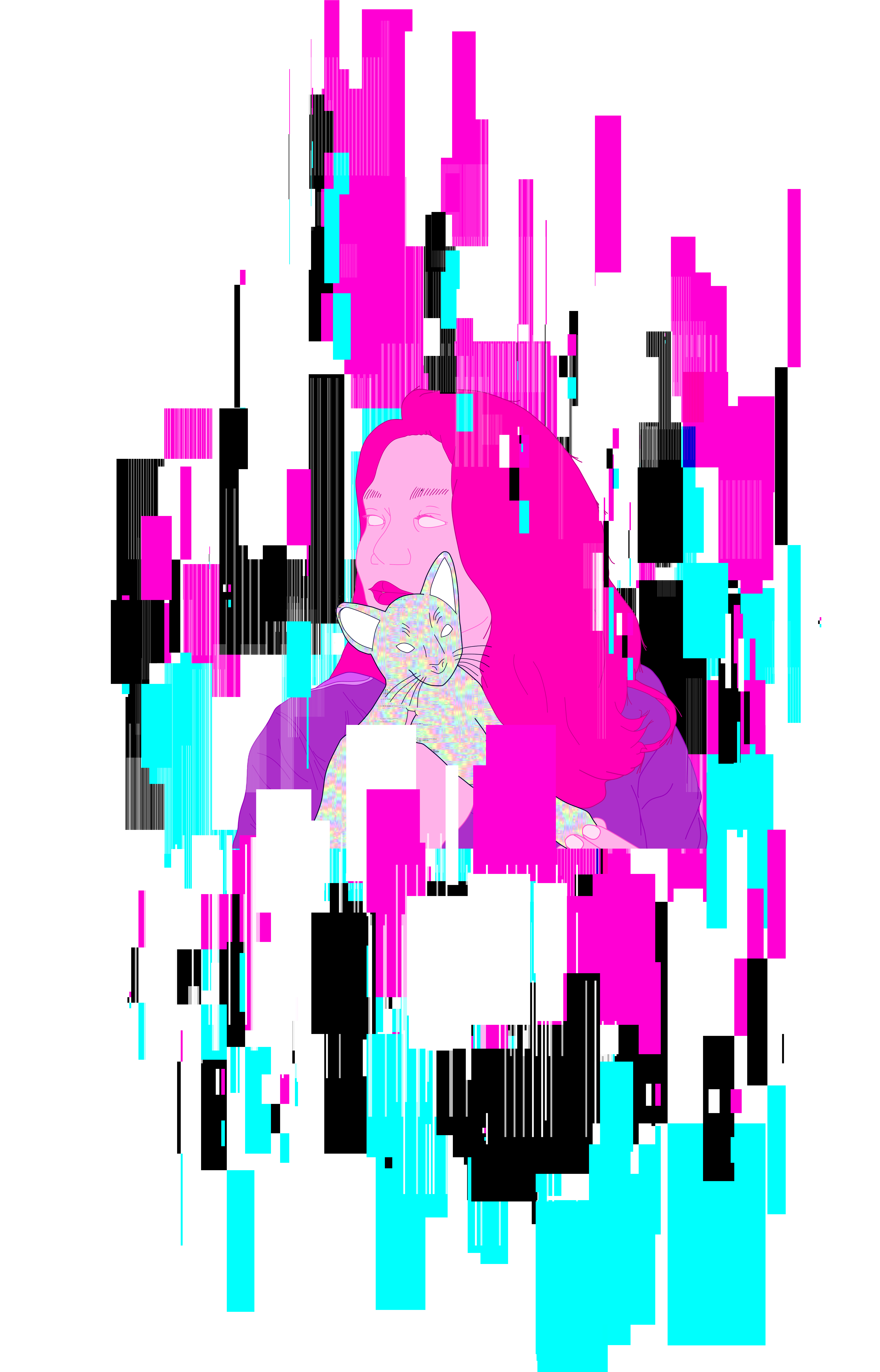 Vapor-wave Glitch Girl V (7200x10000), Png Download