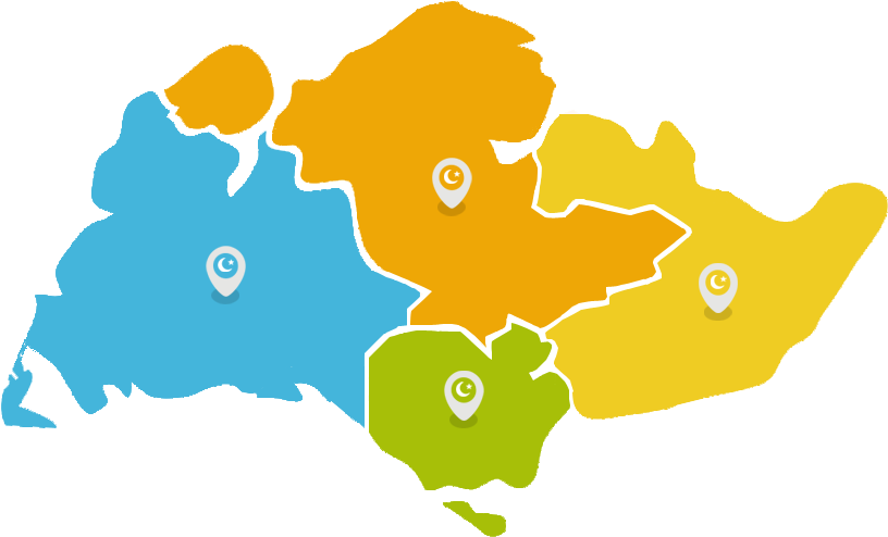 Our Mosques - Singapore Map Vector (842x520), Png Download