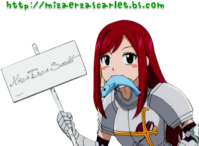 Miza Erza Scarlet - Anime Character With Sign (848x480), Png Download