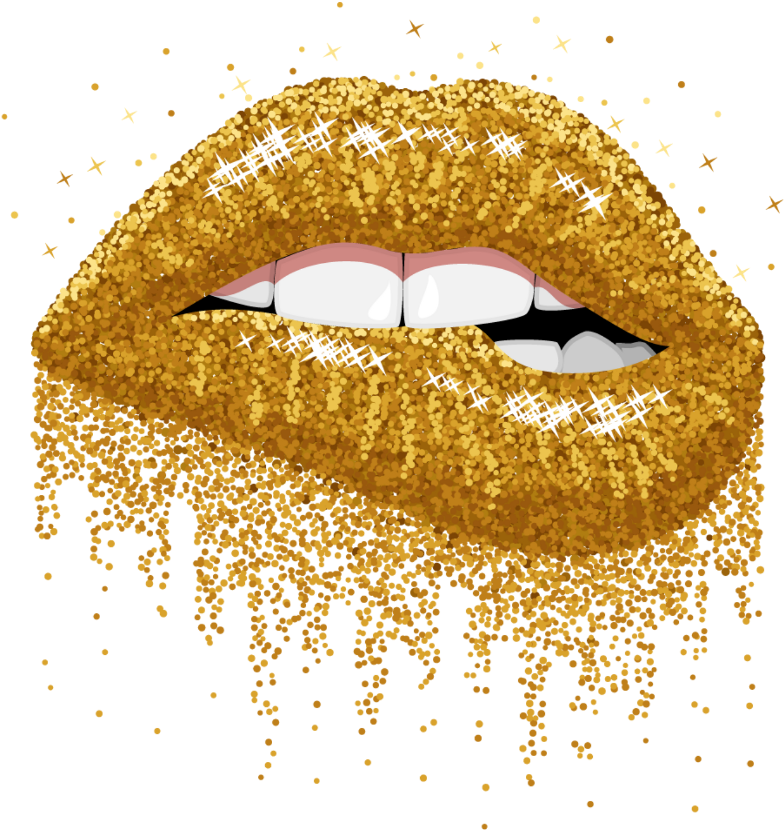 Gold Sticker - Sparkling Lips Clip Art (1024x1024), Png Download