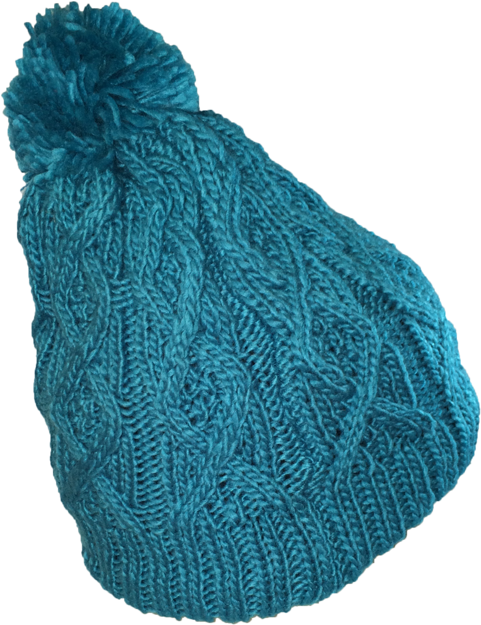 Winter-hats Ladies Fleece Lined Cable Knit Pom Hat - Knit Cap (1536x2048), Png Download