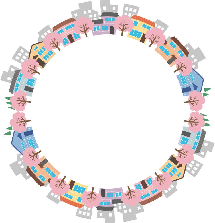 Cherry Blossom Street Frame - Circle (754x784), Png Download