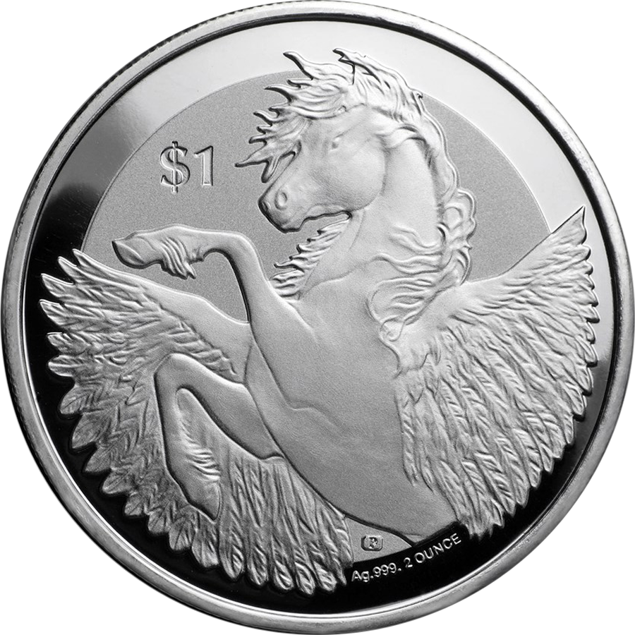 2018 British Virgin Islands Pegasus 2oz Silver Coin - Silver (900x900), Png Download