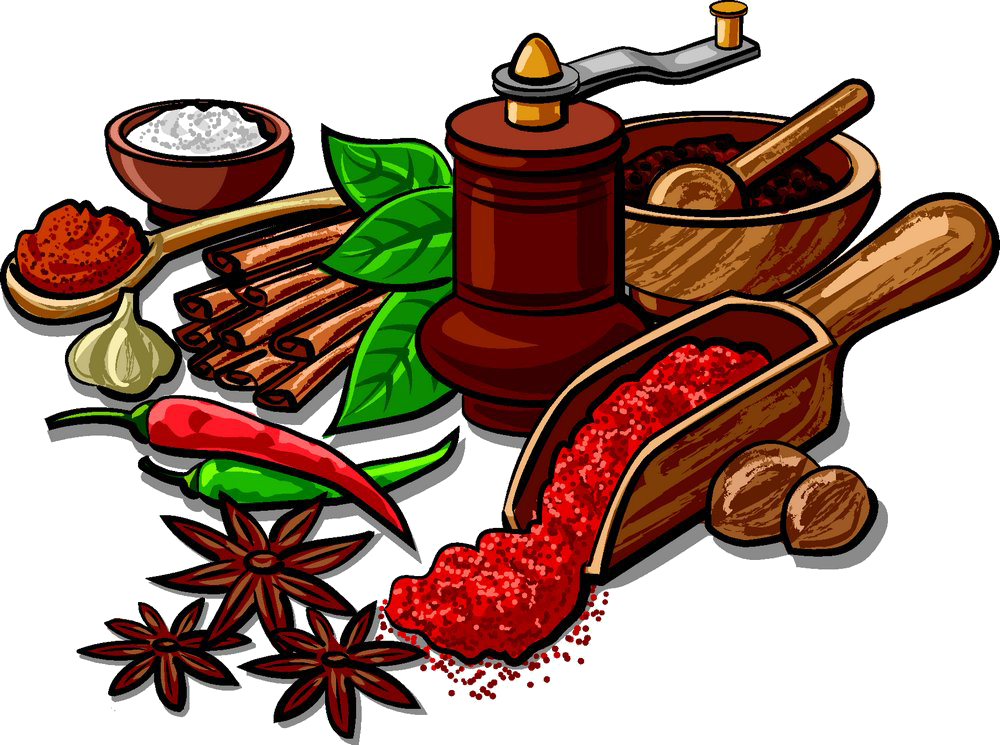 Indian Cuisine Spice Herb Clip Art Star - Spices And Herbs Clipart (1000x745), Png Download