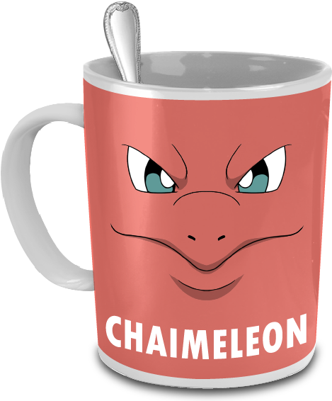Chaimeleon The Charmeleon Face Pokemon 15oz Mug - Pokemon Coffee Cups Puns (566x566), Png Download