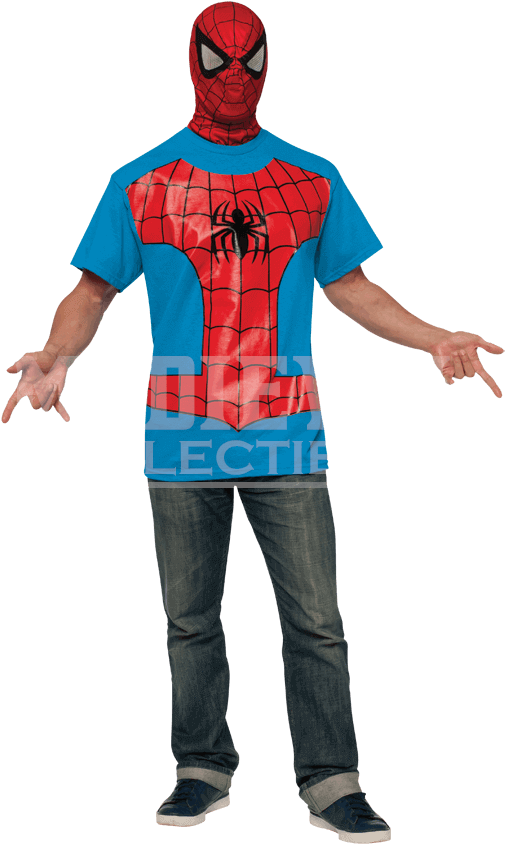 Adult Spider Man Costume Top And Mask - Spiderman Costume For Adult Male (850x850), Png Download