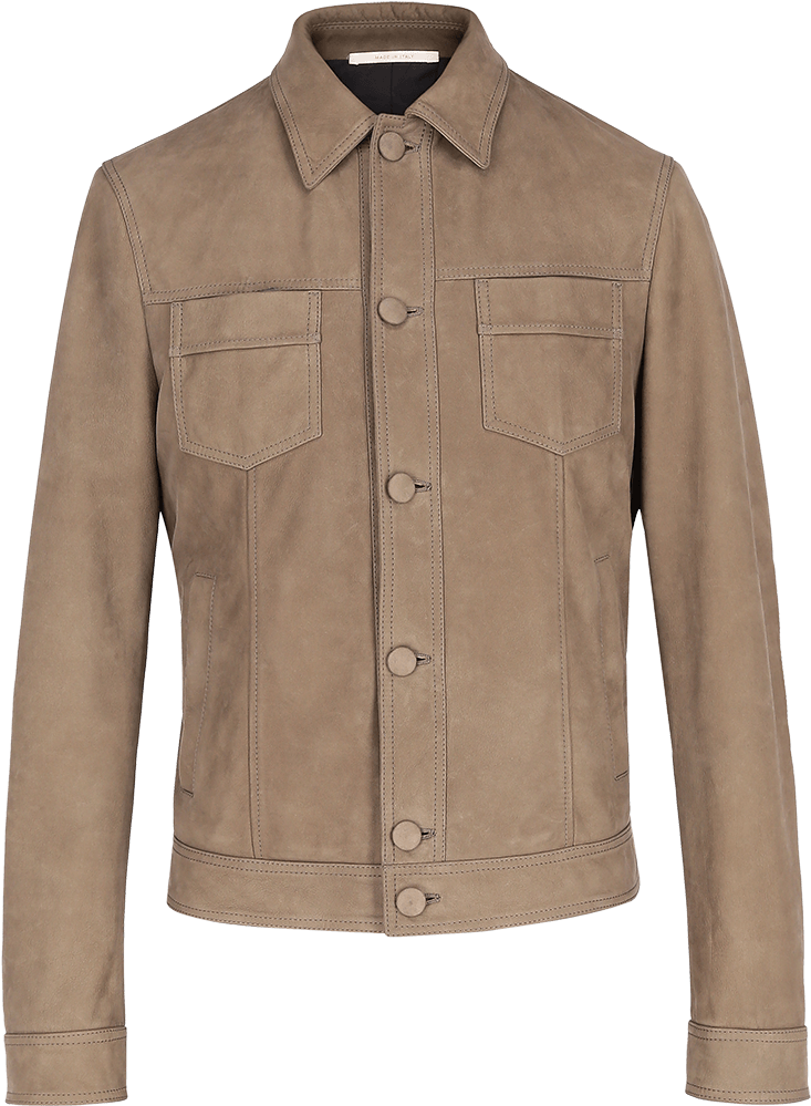 Nabuk Leather Bomber Jacket - Jacket (960x1440), Png Download