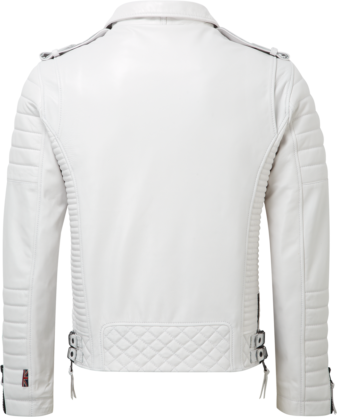 Bear- White Moto Sheepskin Leather Jacket - Back Of White Leather Jacket (1280x1540), Png Download