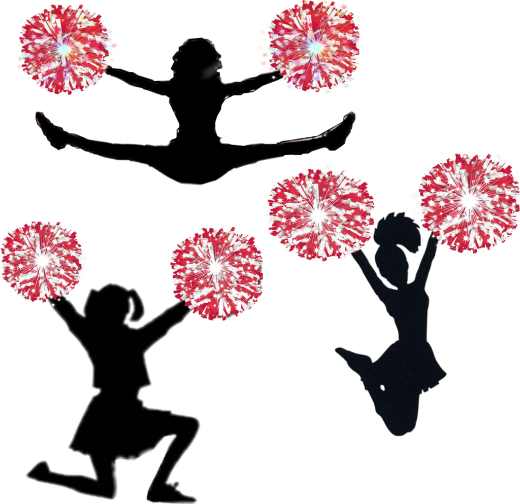 Cheerleaders Sticker - Blue Cheerleader Silhouette (1024x994), Png Download