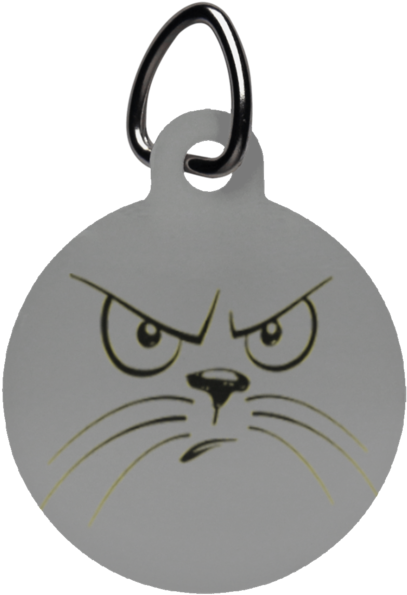 Angry Cat Circle Pet Tag - Pet Tag (600x600), Png Download