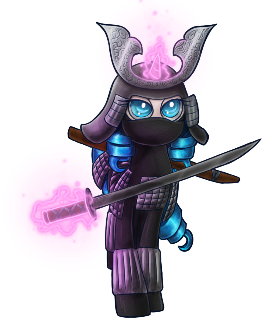 Theomegaridley, Clothes, Female, Helmet, Katana, Magic, - Cartoon (950x1100), Png Download