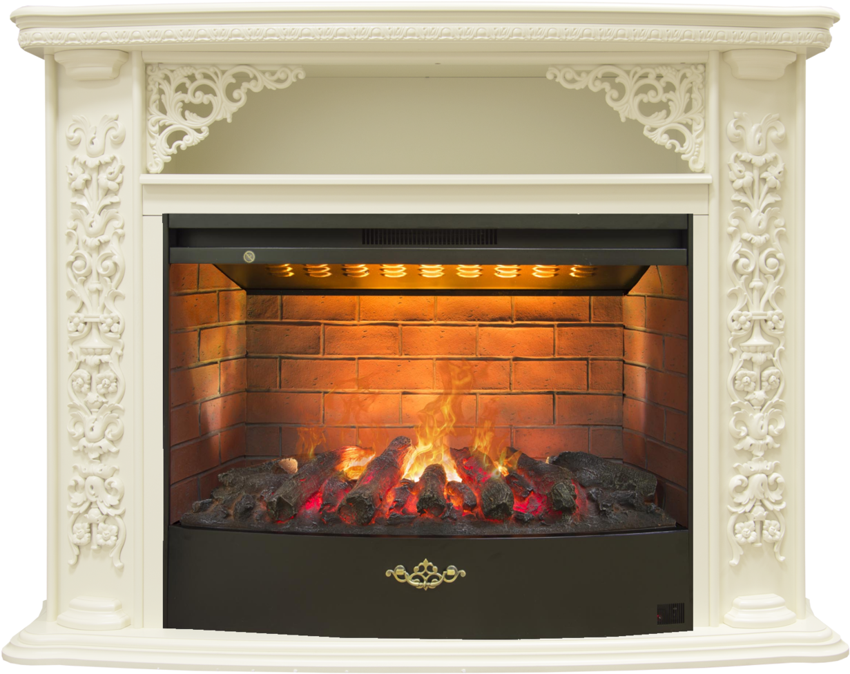 Каминокомплект Real Flame Izabella 33 Wt С Очагом 3d - 3д Электрокамин Бежевый Купить (1280x1280), Png Download
